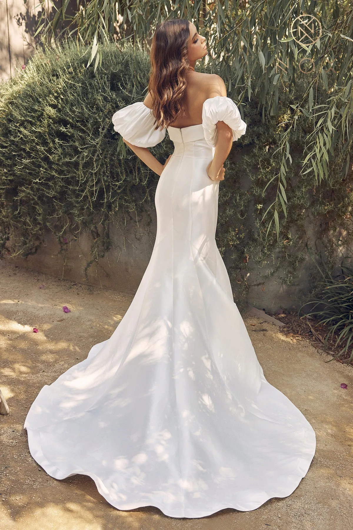 Off Shoulder Mermaid Open Back Long Wedding Dress NXJE966