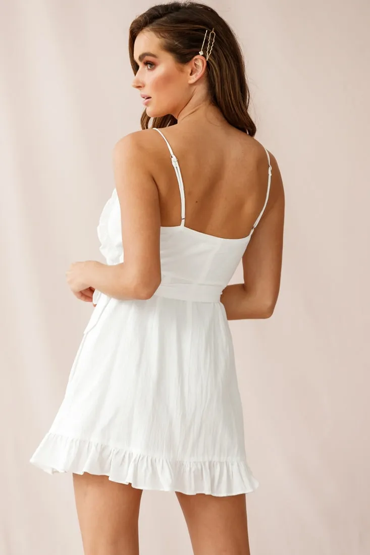 Oui Oui Wrap Ruffle Dress White