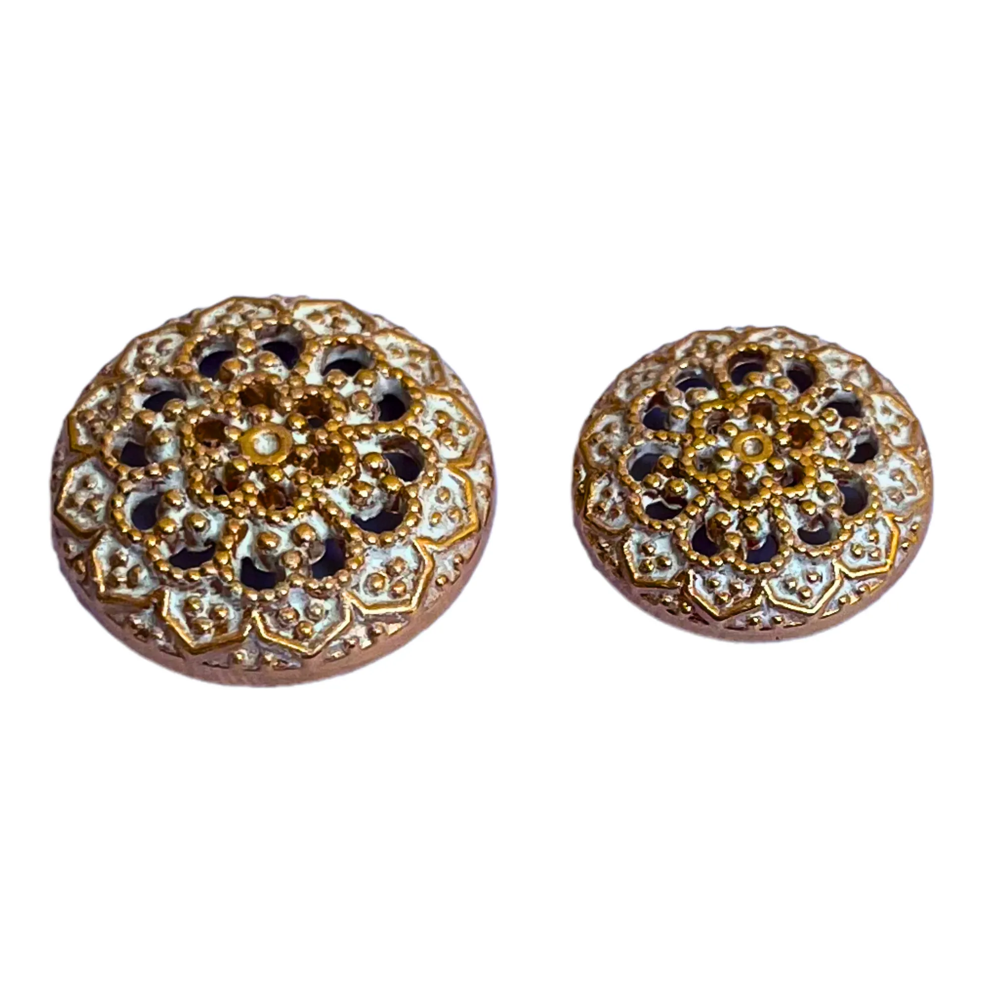 Pale Golden Color Traditional Designer 1 Hole Metal Buttons