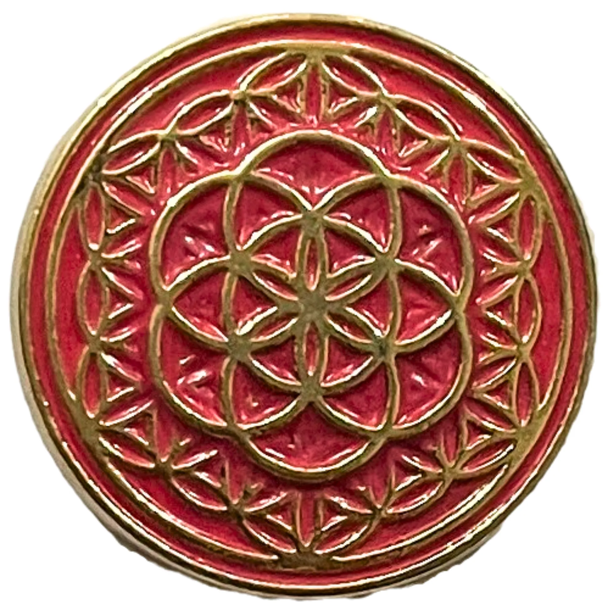 Pink & Golden Color Mandala Design Round 1 Hole Metal Buttons