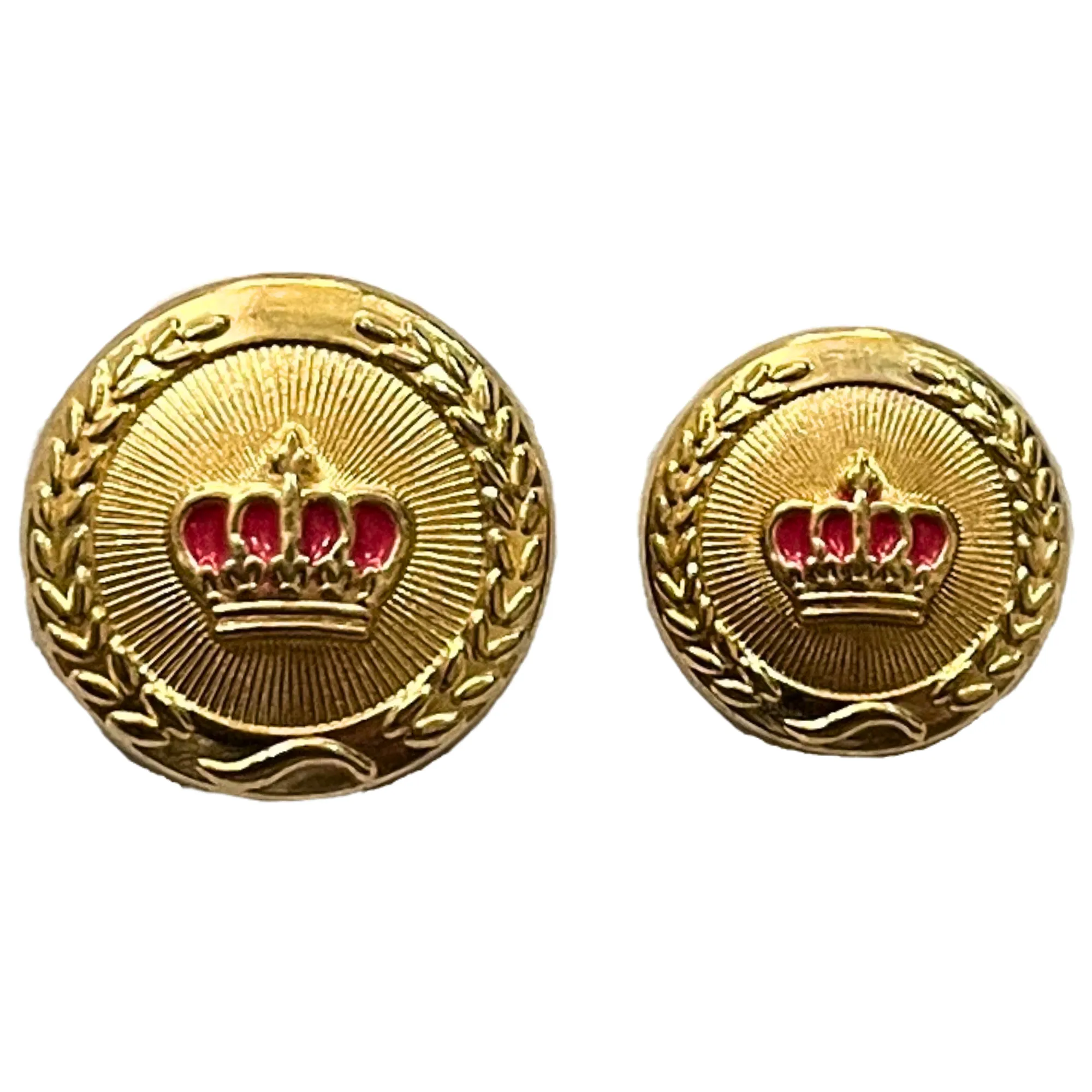 Pink & Golden King and Queen Crown Design Round 1 Hole Metal Buttons