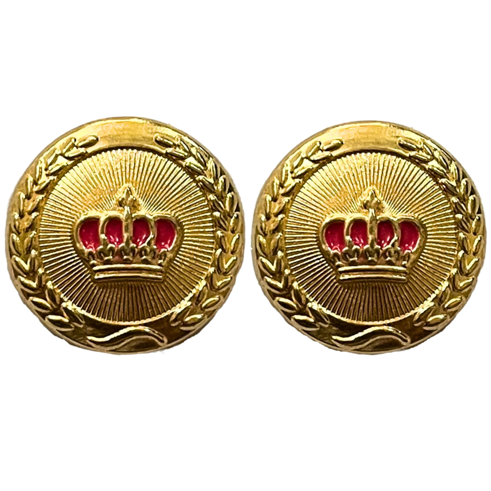 Pink & Golden King and Queen Crown Design Round 1 Hole Metal Buttons