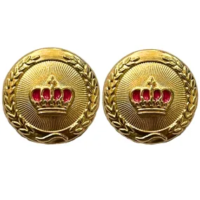 Pink & Golden King and Queen Crown Design Round 1 Hole Metal Buttons