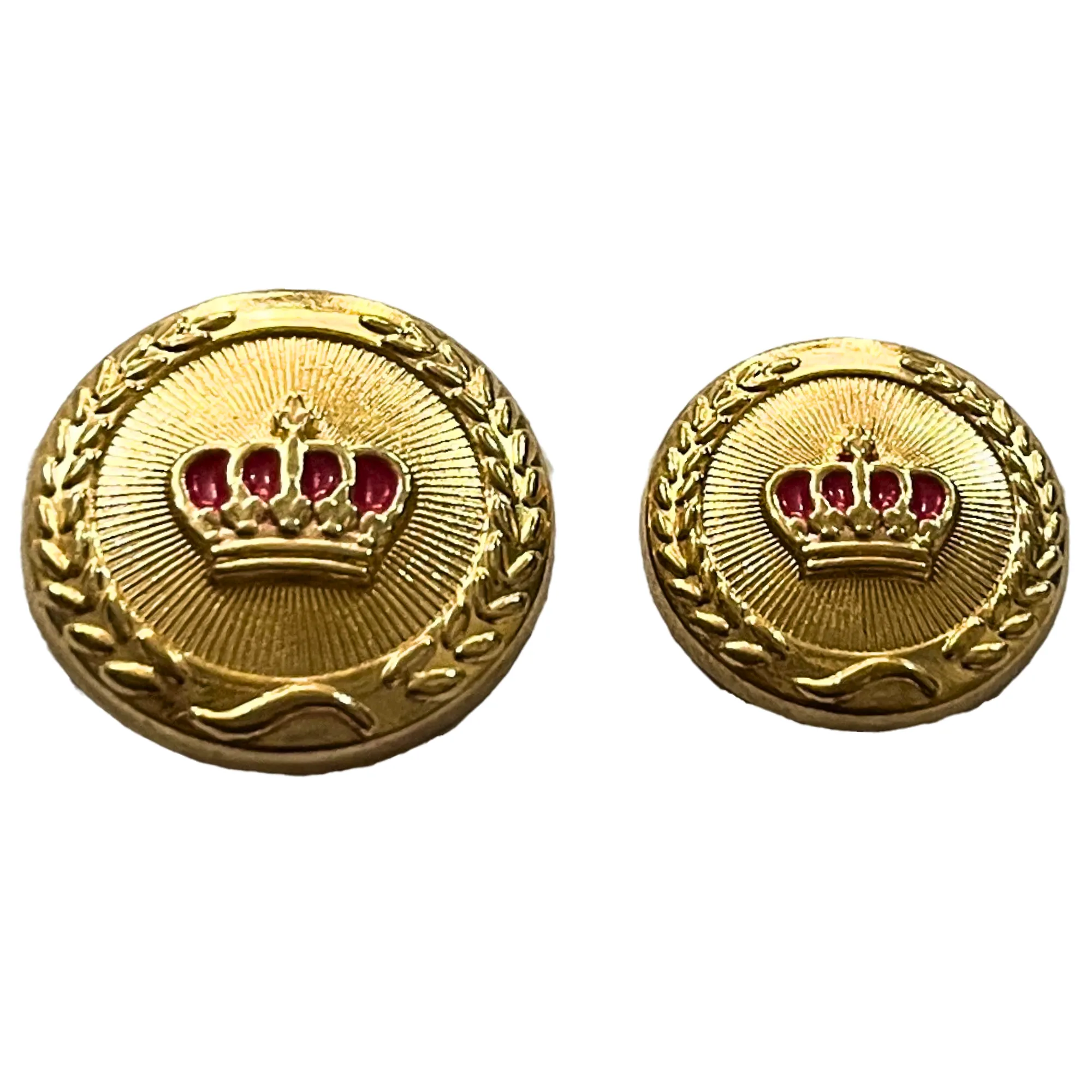 Pink & Golden King and Queen Crown Design Round 1 Hole Metal Buttons