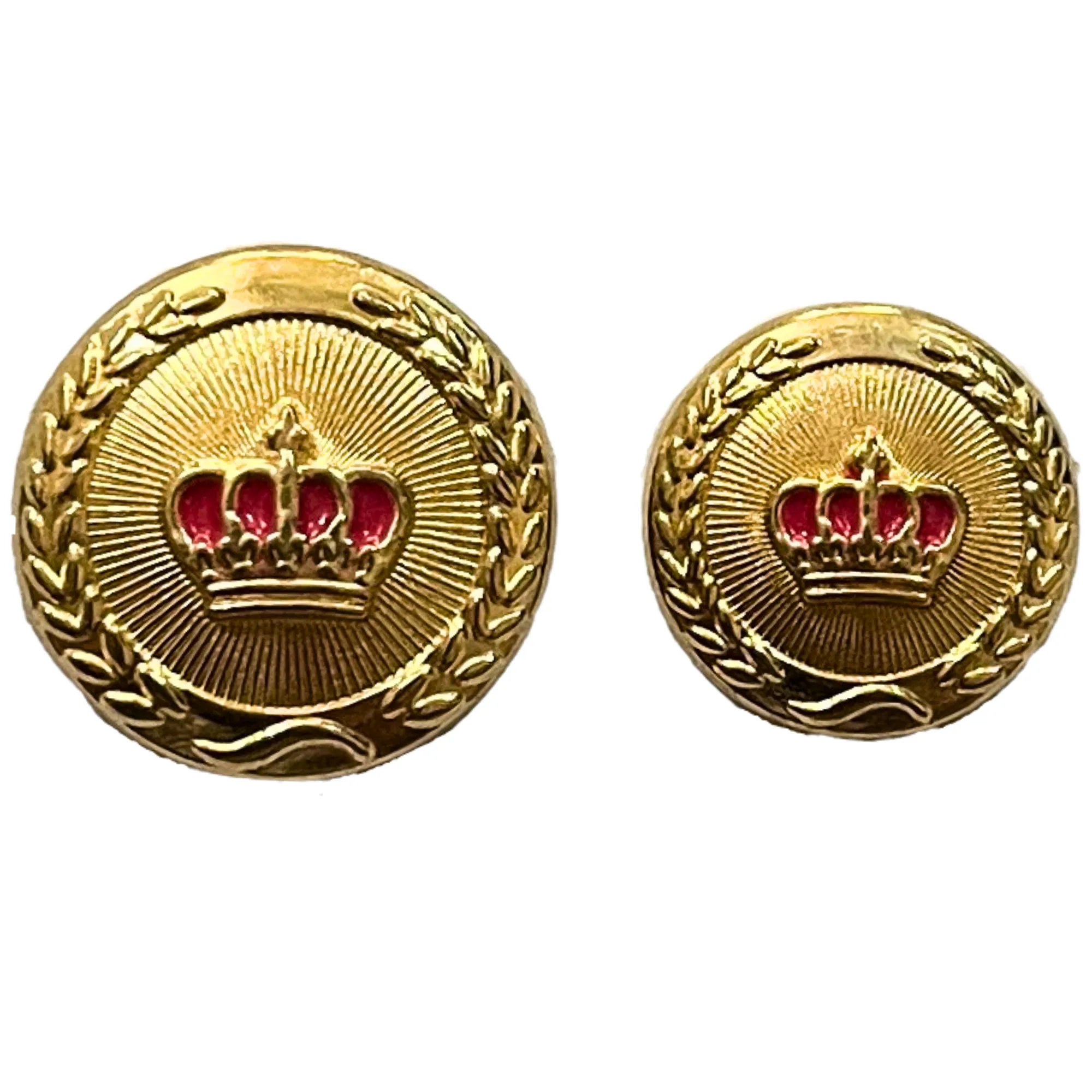 Pink & Golden King and Queen Crown Design Round 1 Hole Metal Buttons