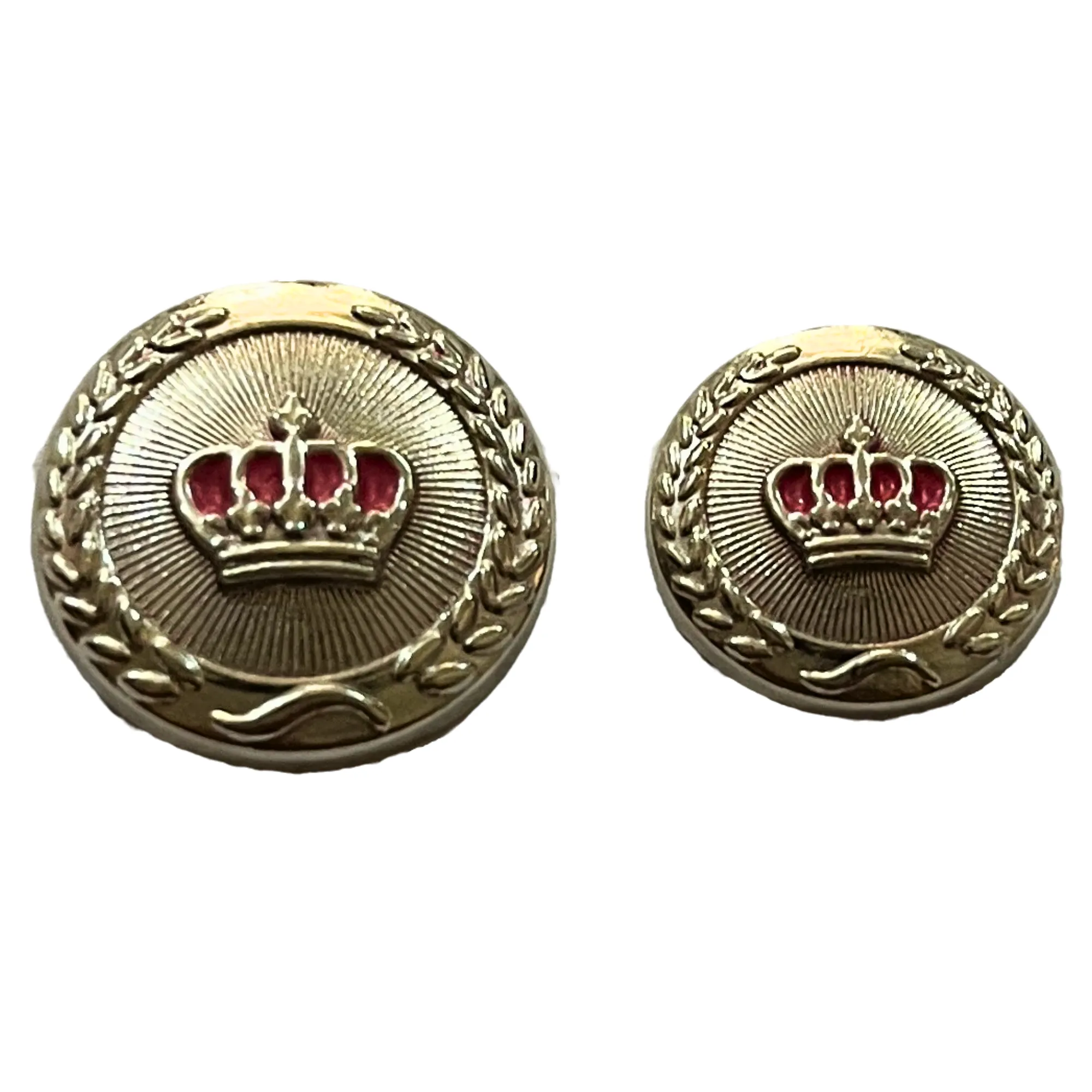 Pink & Silver King and Queen Crown Design Round 1 Hole Metal Buttons