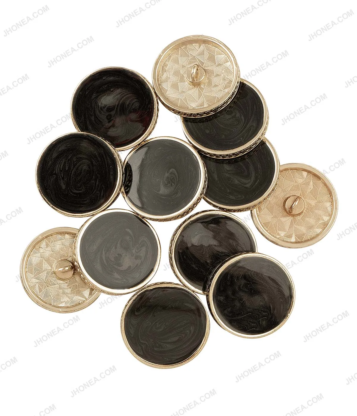 Premium Black & Off White Marble Texture Decorative Metal Buttons