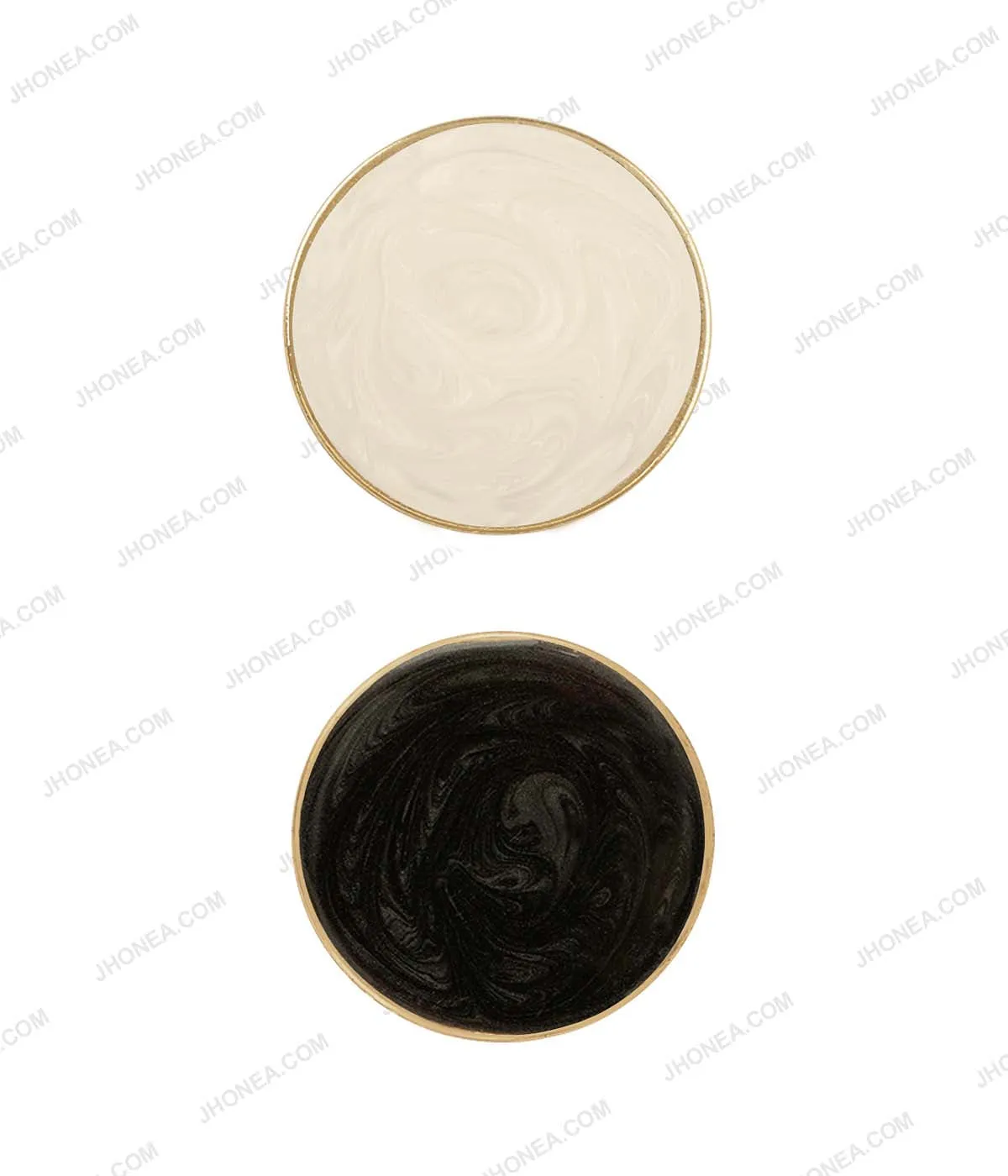 Premium Black & Off White Marble Texture Decorative Metal Buttons