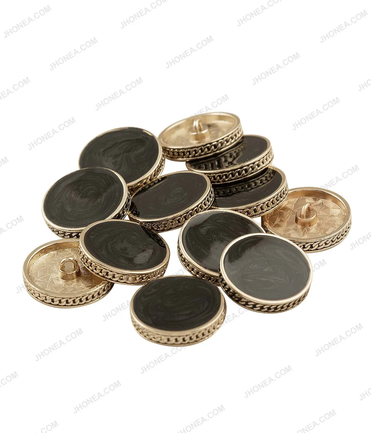 Premium Black & Off White Marble Texture Decorative Metal Buttons