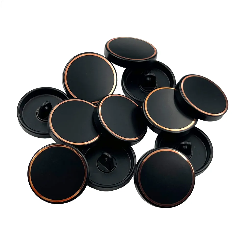 Premium Matte Black with Shiny Copper Ring Coat/Shirt Metal Buttons