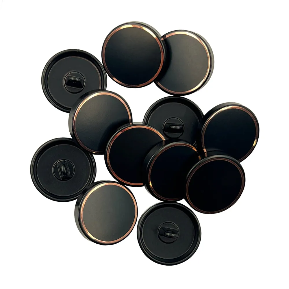 Premium Matte Black with Shiny Copper Ring Coat/Shirt Metal Buttons