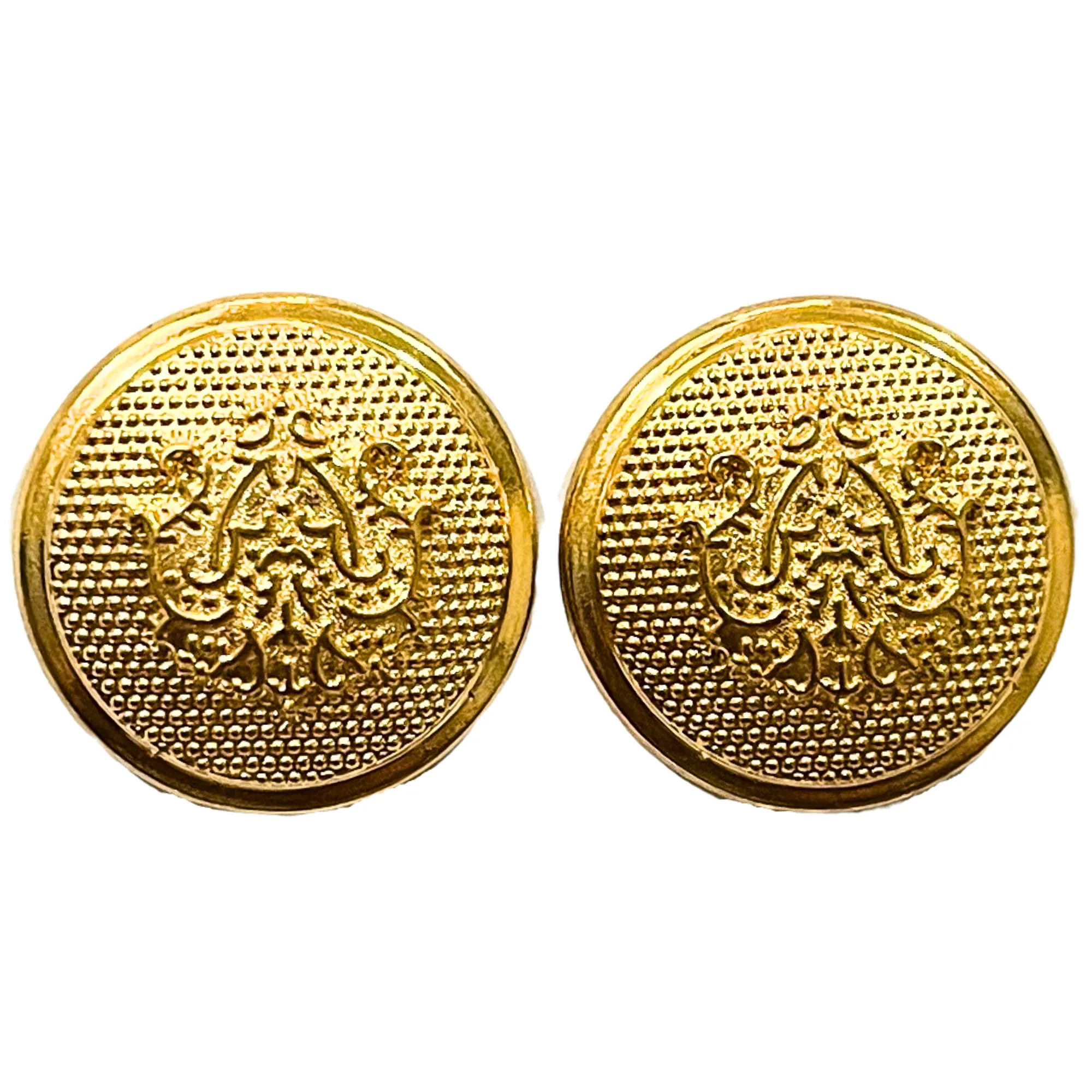 Pure Golden Color King & Queen Singhasan Designer Round 1 Hole Metal Buttons