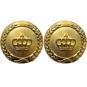 Pure Golden Color King and Queen Crown Design Round 1 Hole Metal Buttons