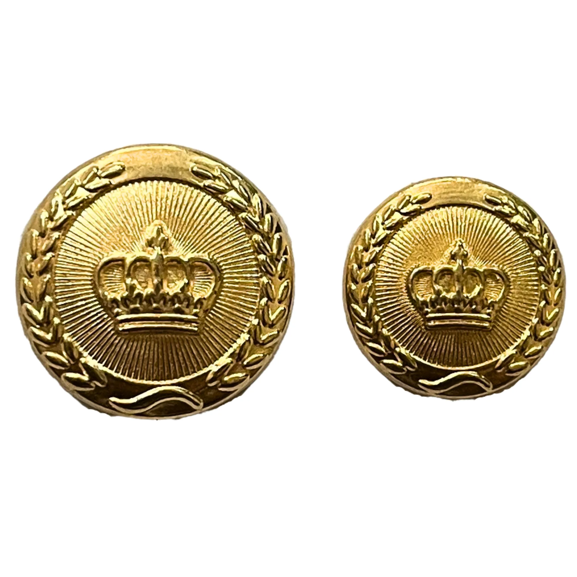 Pure Golden Color King and Queen Crown Design Round 1 Hole Metal Buttons