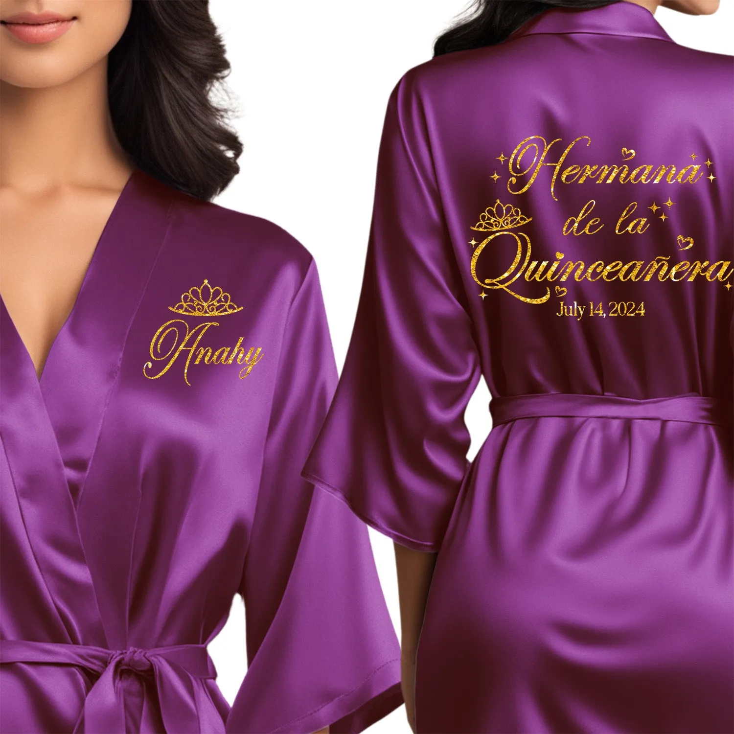 Purple Mis Quince Años Robes, Pretty Quinceañera Robes, Robes for Mama de Quince | Quinceañera Gift