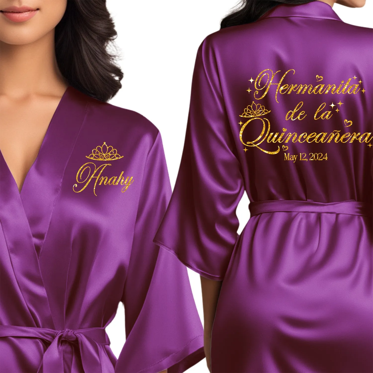 Purple Mis Quince Años Robes, Pretty Quinceañera Robes, Robes for Mama de Quince | Quinceañera Gift