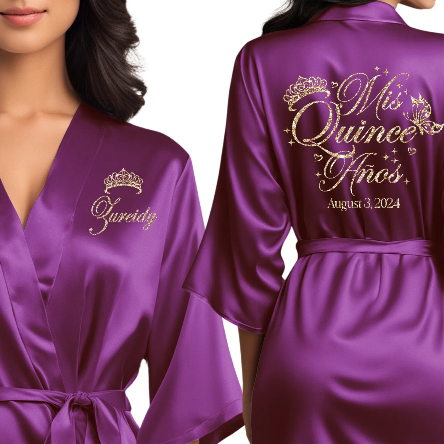 Purple Mis Quince Años Robes, Pretty Quinceañera Robes, Robes for Mama de Quince | Quinceañera Gift