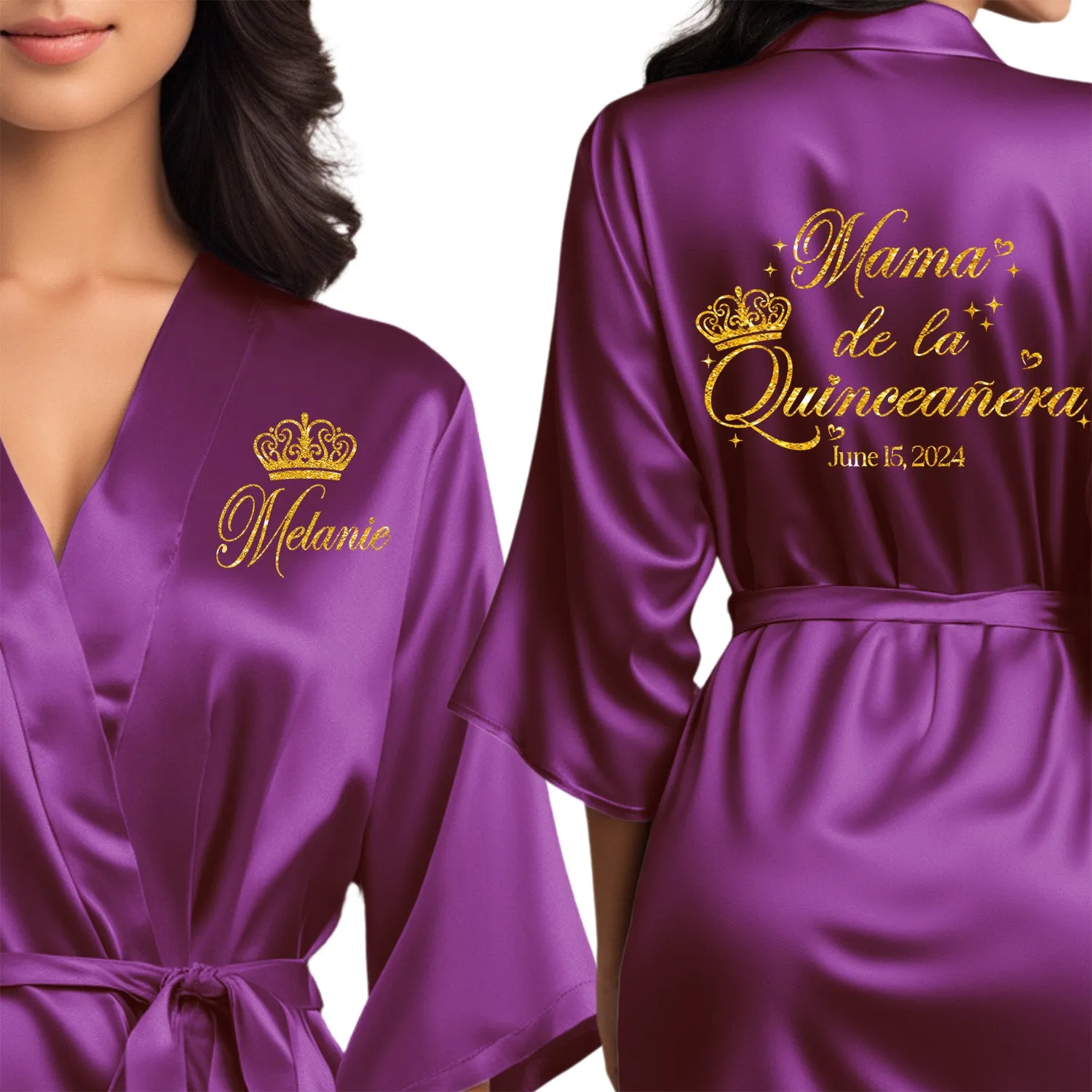 Purple Mis Quince Años Robes, Pretty Quinceañera Robes, Robes for Mama de Quince | Quinceañera Gift