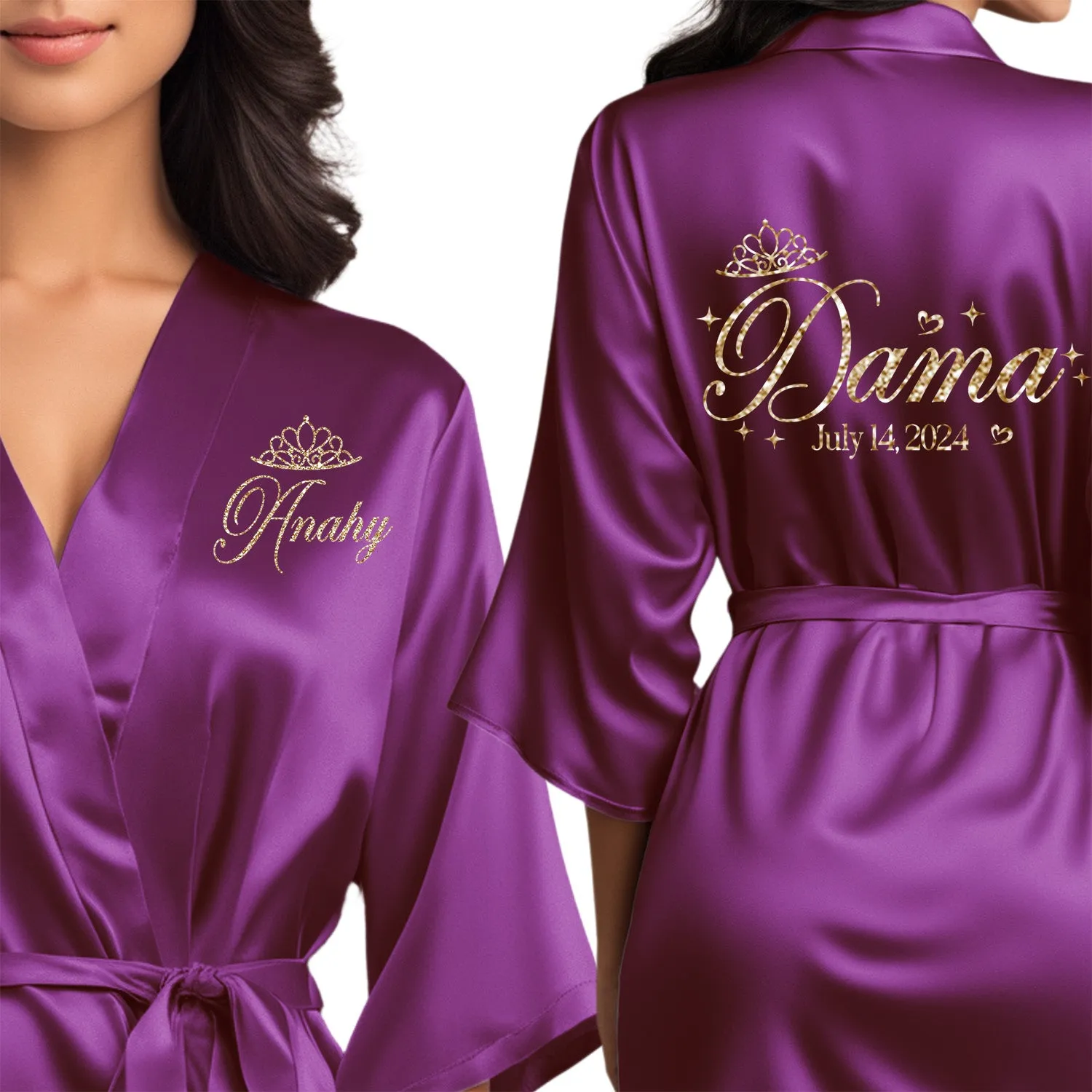 Purple Mis Quince Años Robes, Pretty Quinceañera Robes, Robes for Mama de Quince | Quinceañera Gift