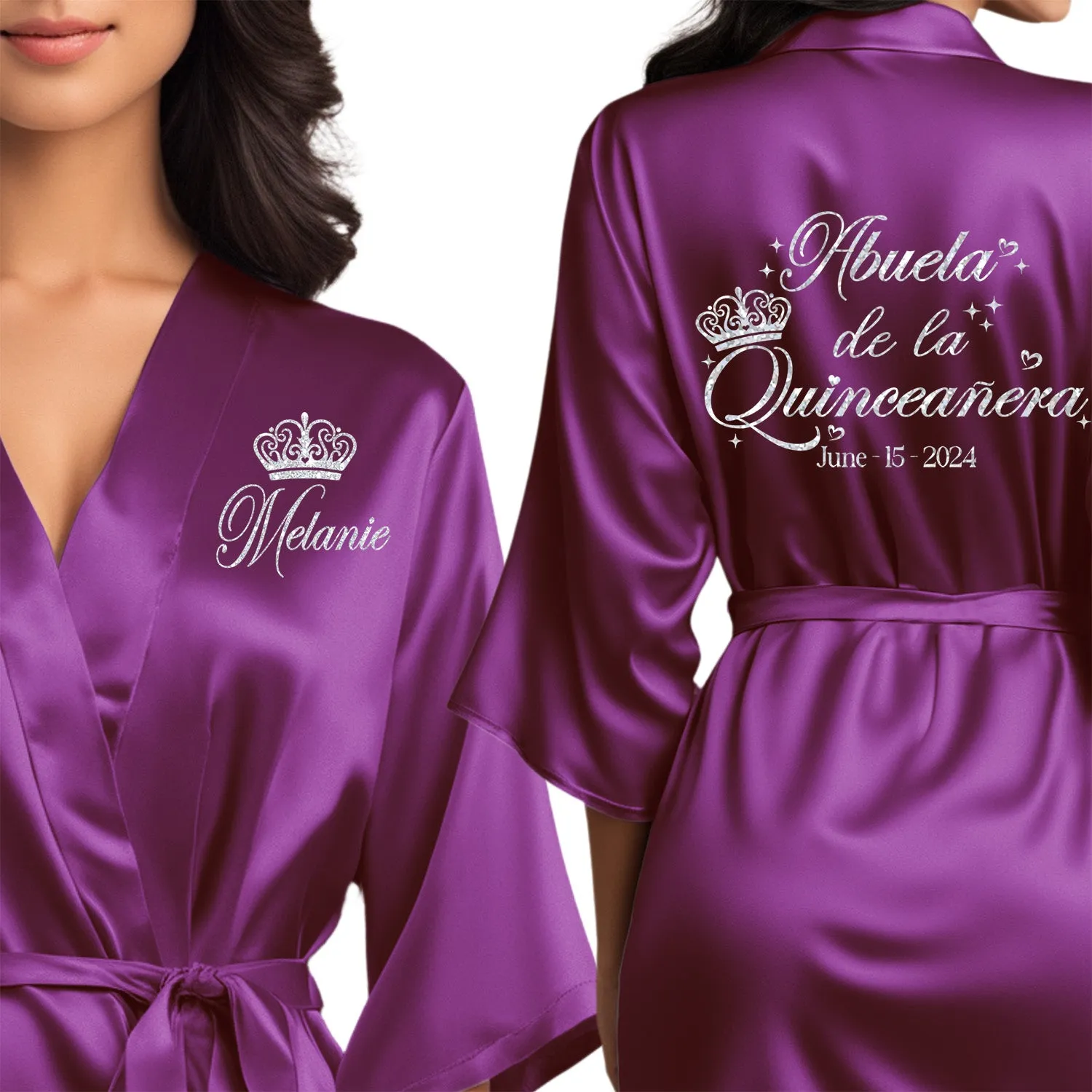 Purple Mis Quince Años Robes, Pretty Quinceañera Robes, Robes for Mama de Quince | Quinceañera Gift