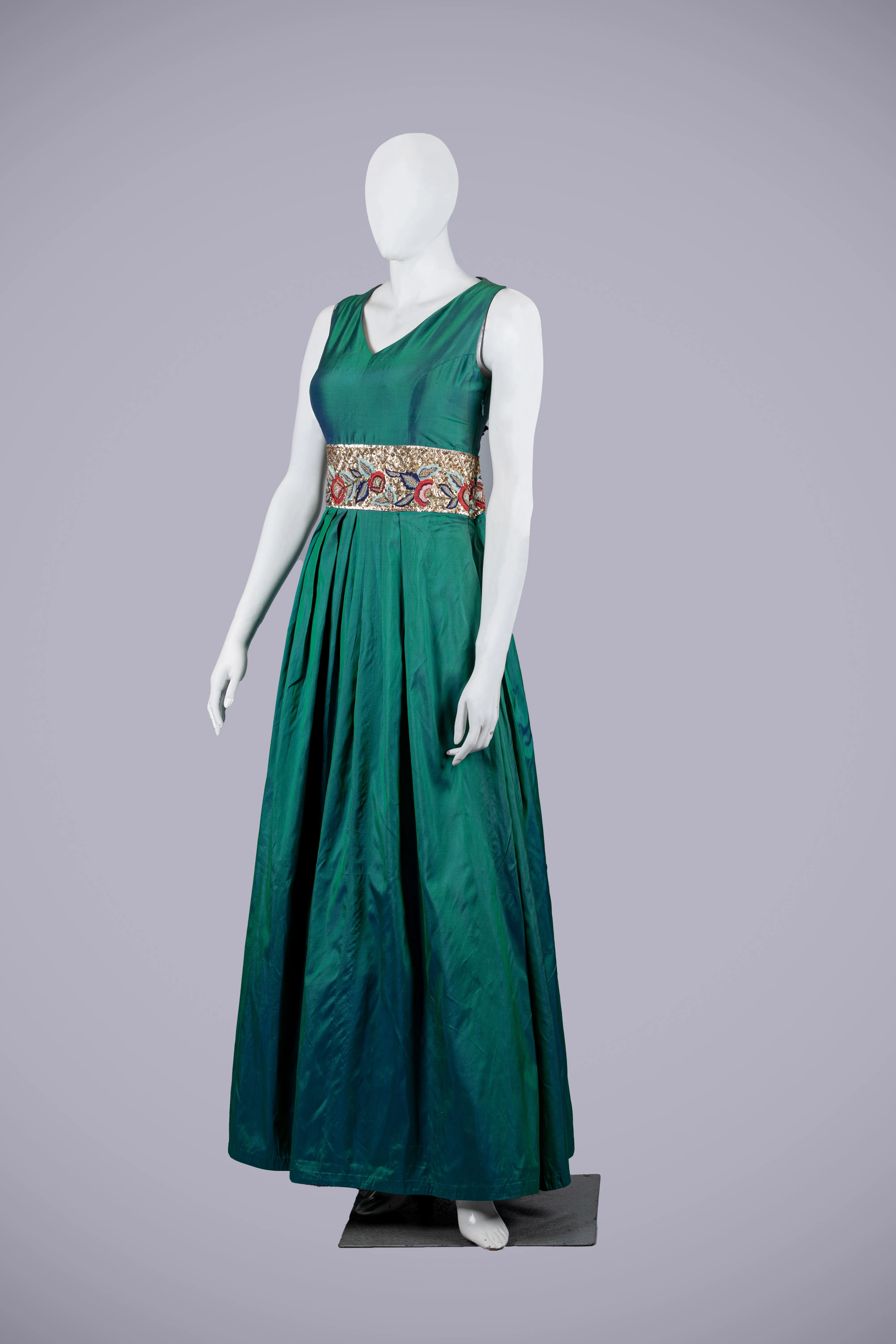 Rama Green Gown with Machine Work