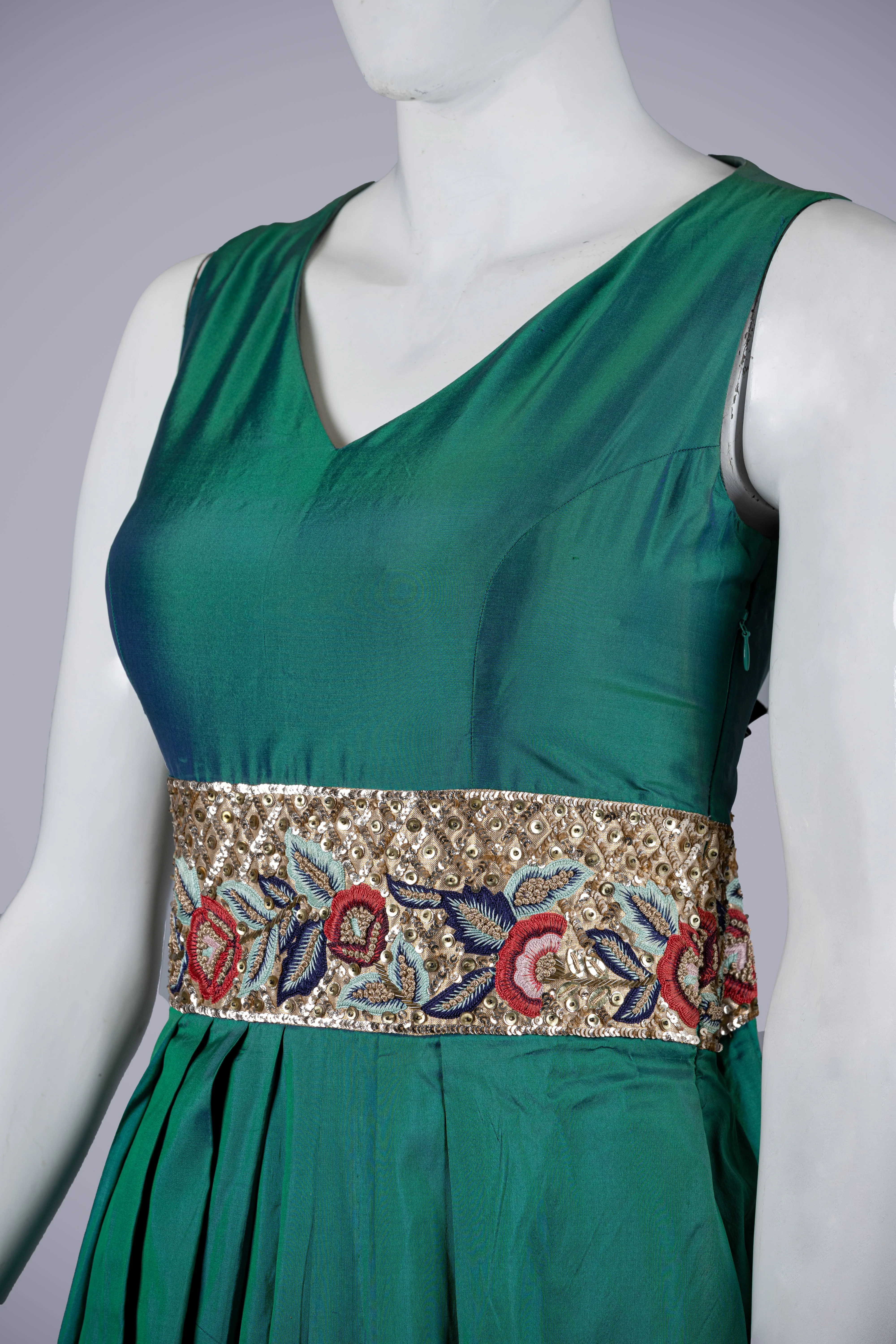 Rama Green Gown with Machine Work