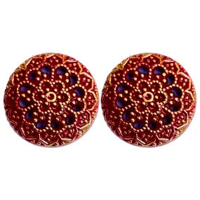 Red & Blue Color Flower Designer 1 Hole Metal Buttons