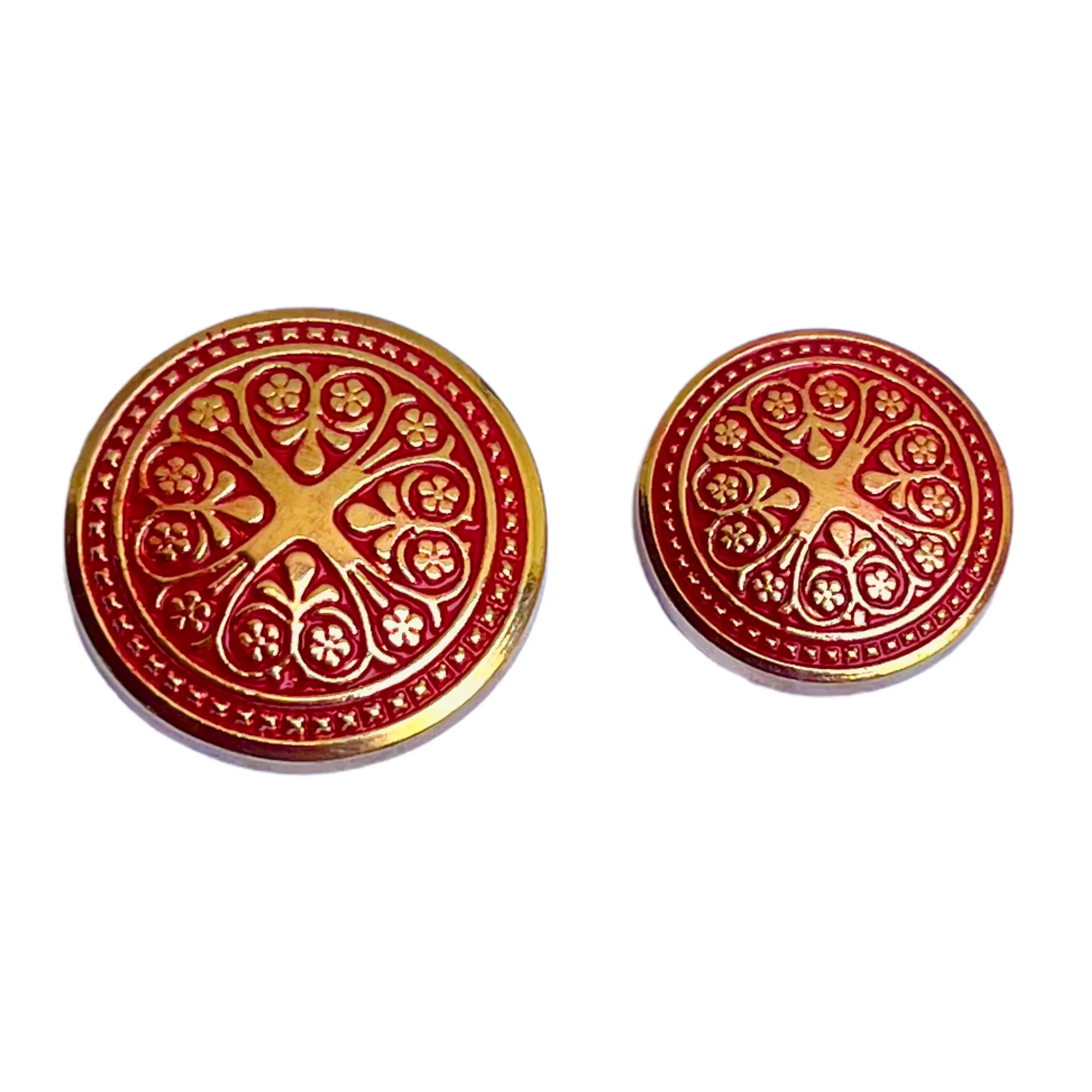 Red & Golden Color Traditional Designer 1 Hole Metal Buttons