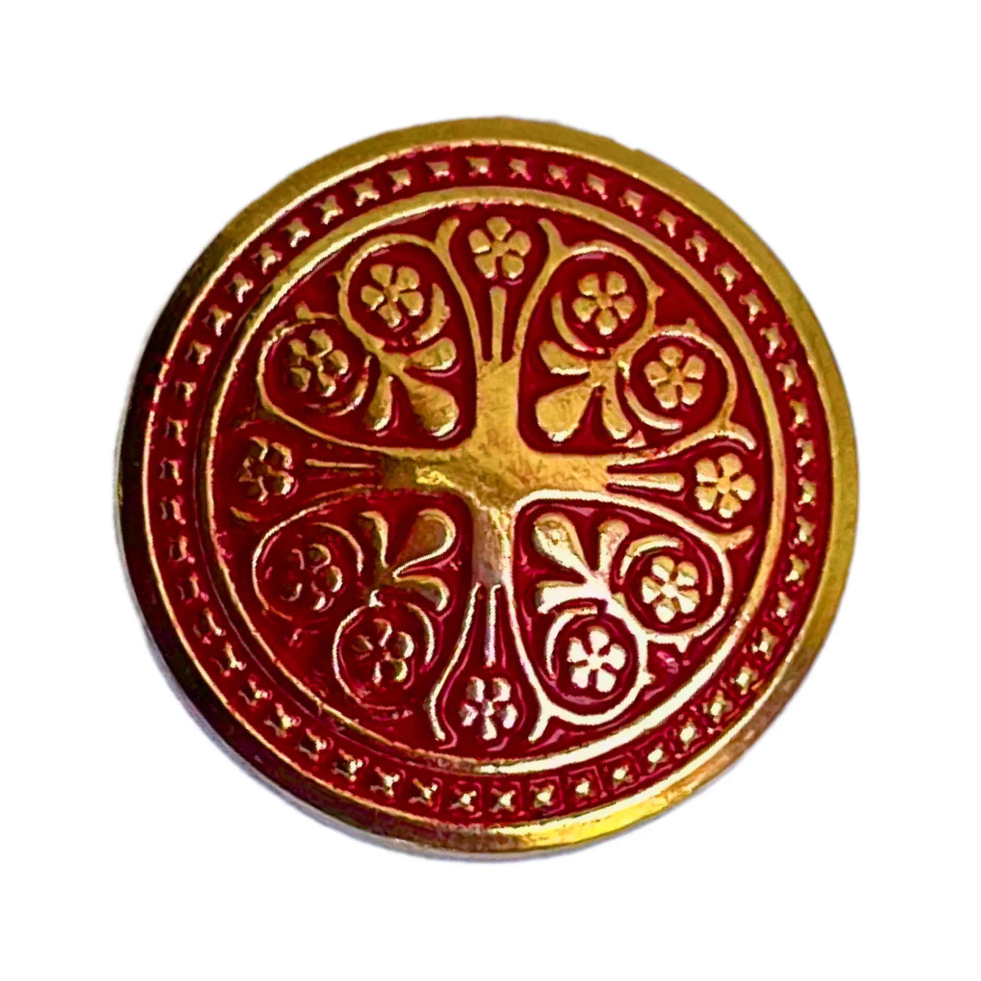 Red & Golden Color Traditional Designer 1 Hole Metal Buttons