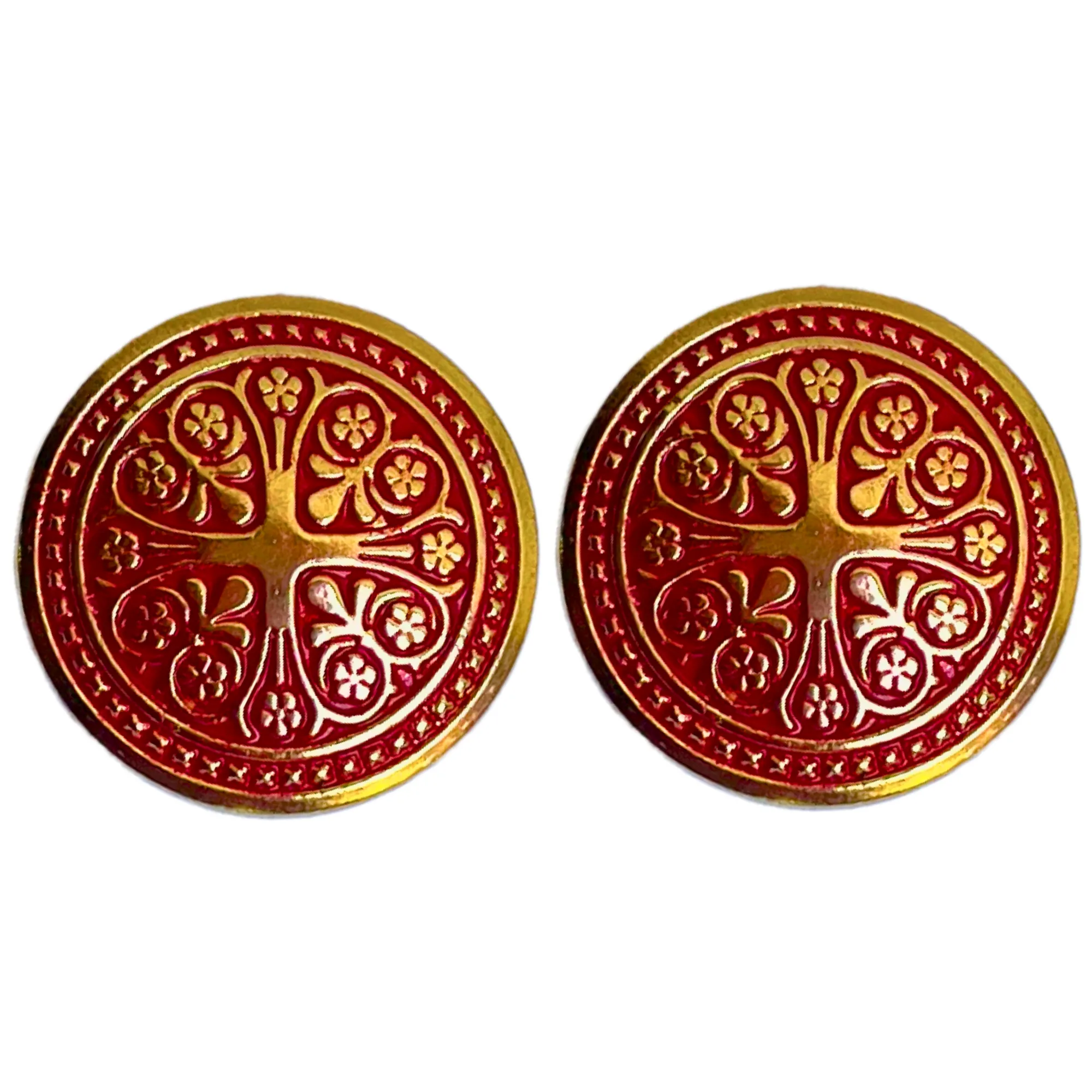 Red & Golden Color Traditional Designer 1 Hole Metal Buttons