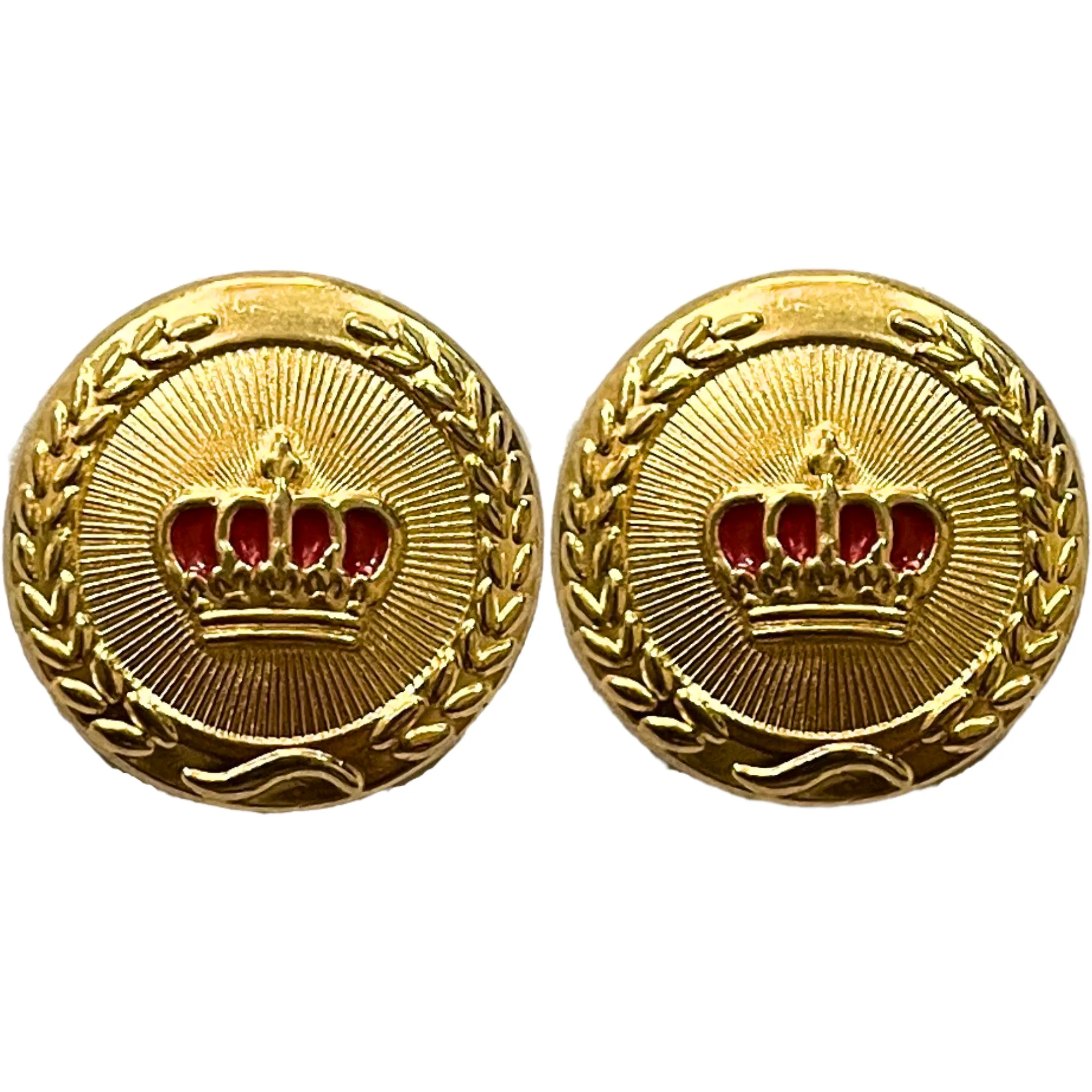 Red & Golden King and Queen Crown Design Round 1 Hole Metal Buttons