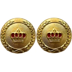 Red & Golden King and Queen Crown Design Round 1 Hole Metal Buttons