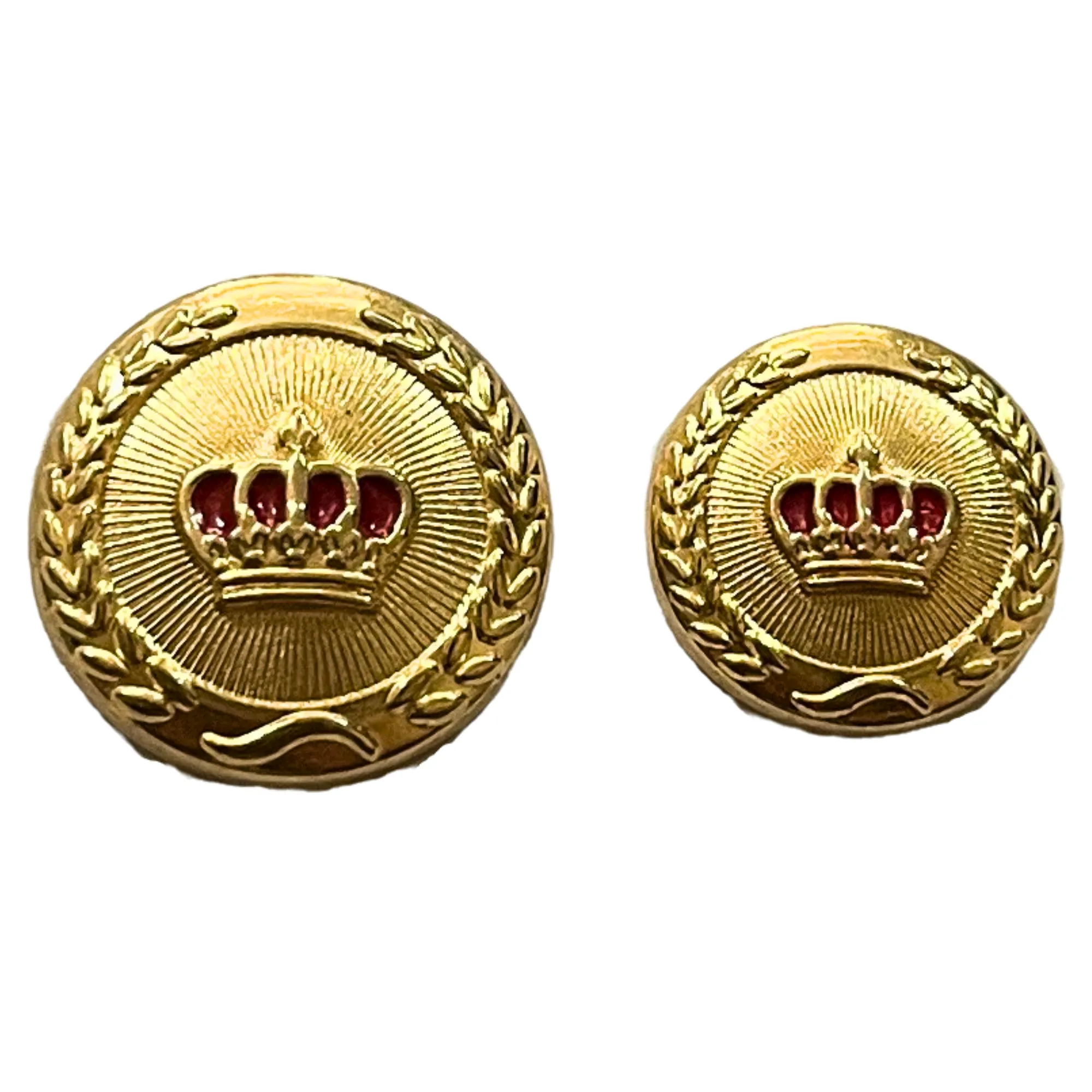 Red & Golden King and Queen Crown Design Round 1 Hole Metal Buttons