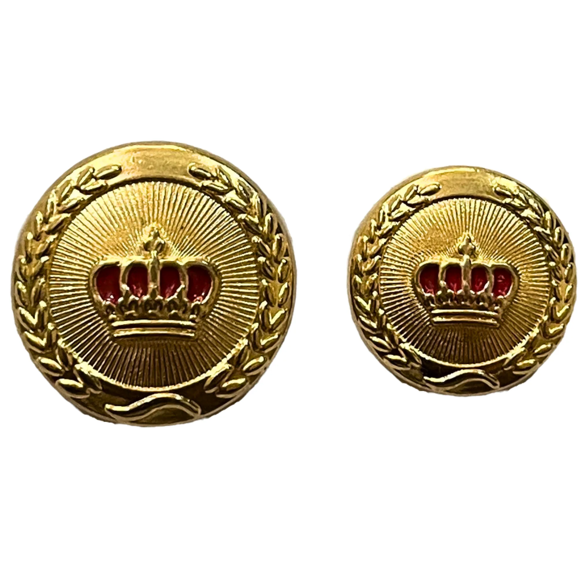 Red & Golden King and Queen Crown Design Round 1 Hole Metal Buttons