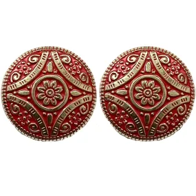 Red & Silver Color Attractive Regal Traditional 1 Hole Round Metal Buttons