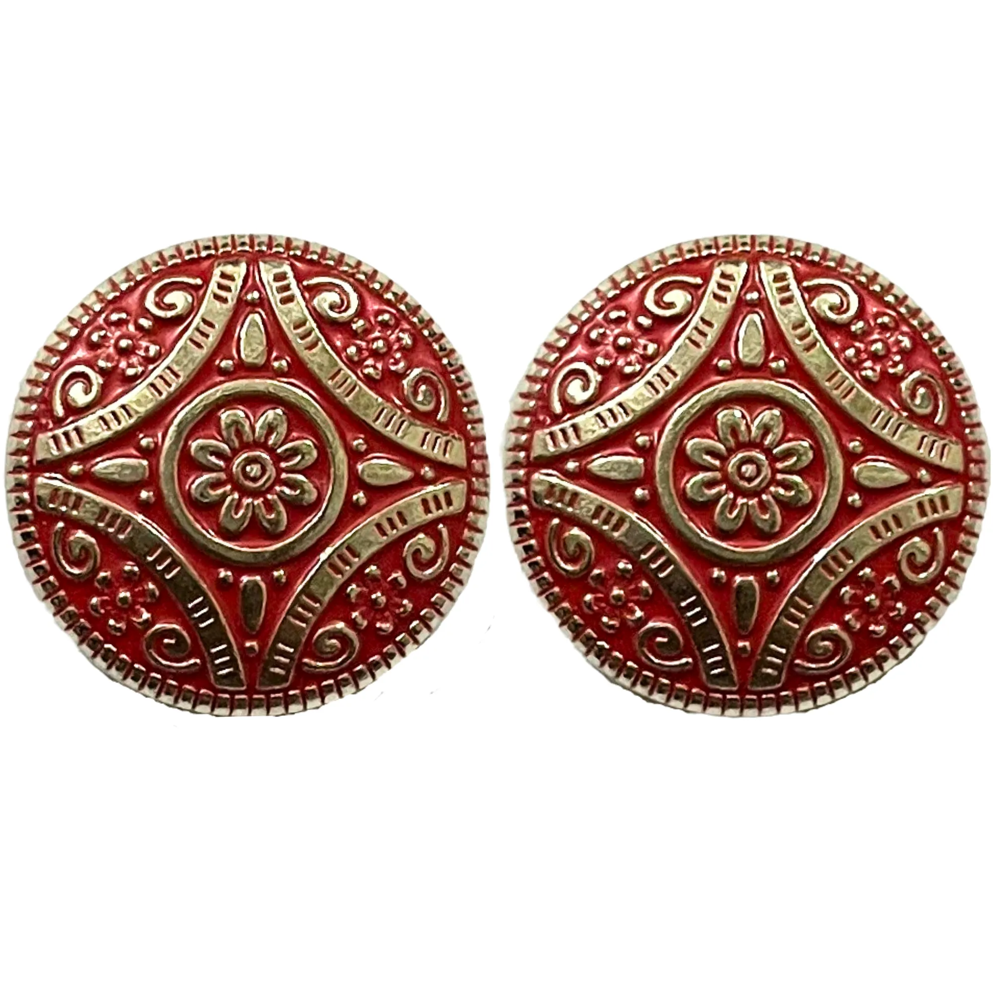 Red & Silver Color Attractive Regal Traditional 1 Hole Round Metal Buttons