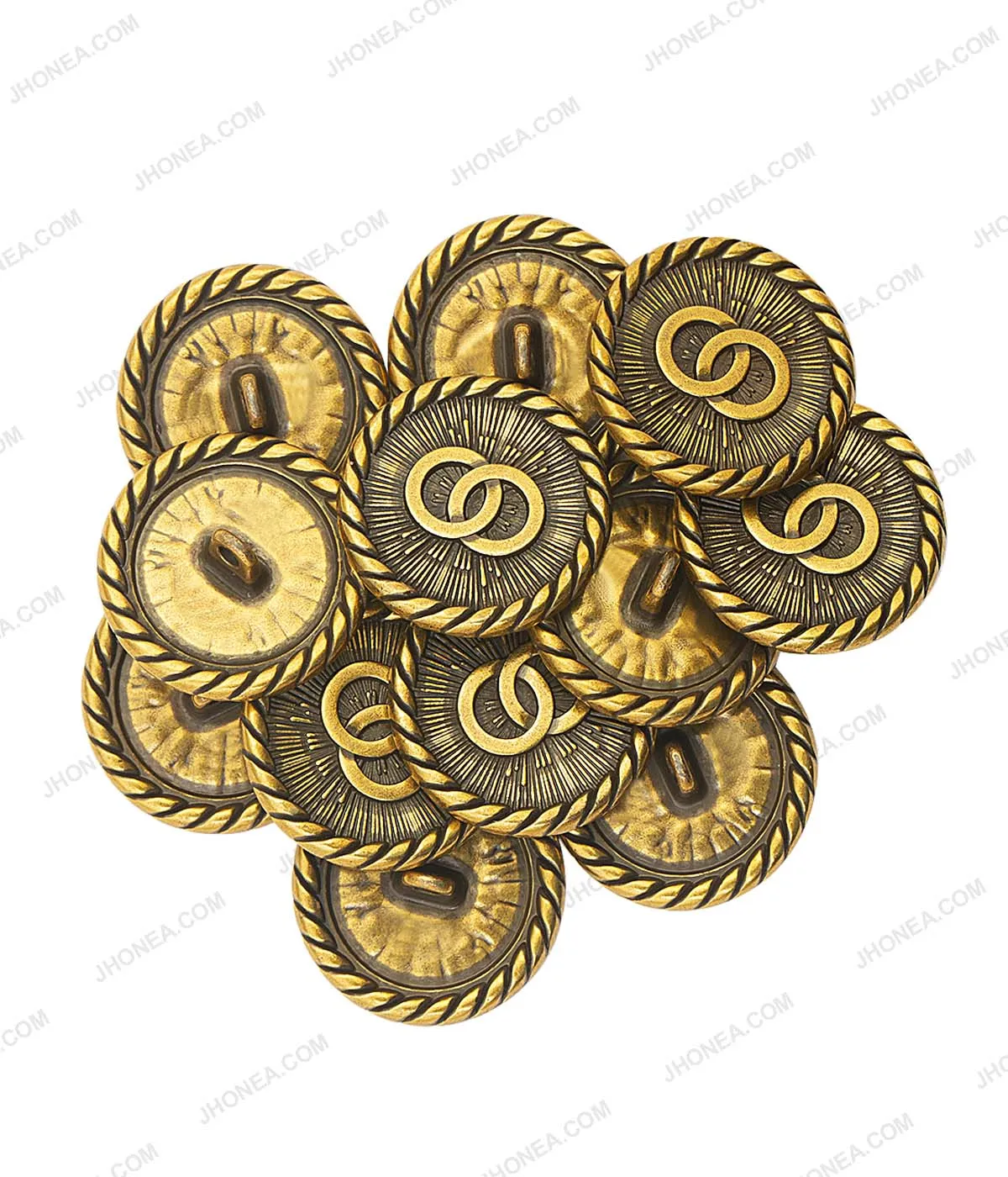 Rope Rim Edge Antique Gold Metal Buttons for Prince Coat