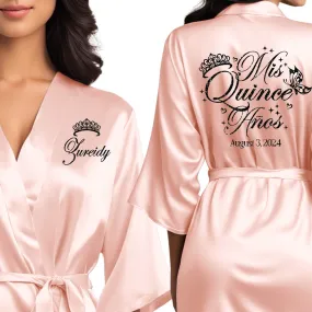 Rose Gold Mis Quince Años Robes, Pretty Quinceañera Robes, Robes for Mama de Quince | Quinceañera Gift