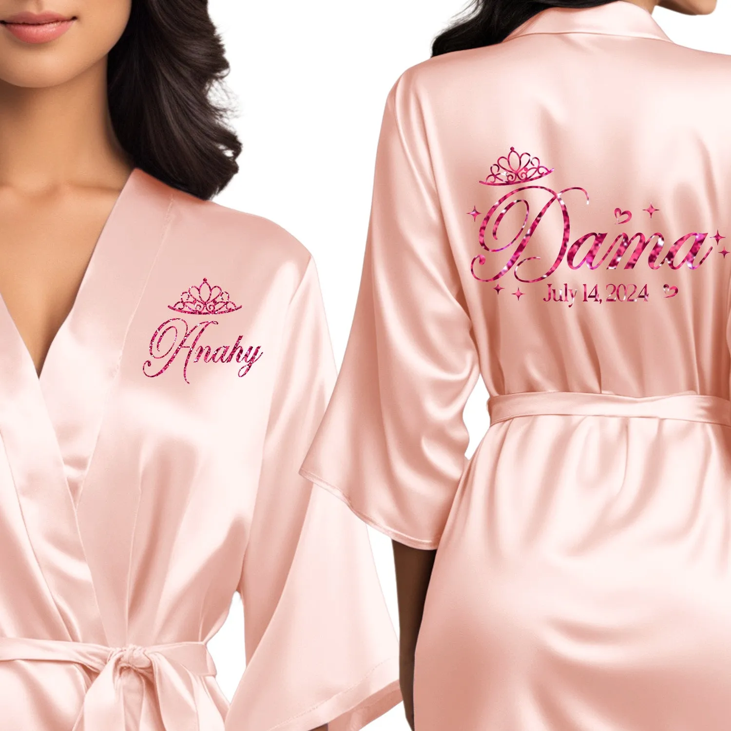 Rose Gold Mis Quince Años Robes, Pretty Quinceañera Robes, Robes for Mama de Quince | Quinceañera Gift