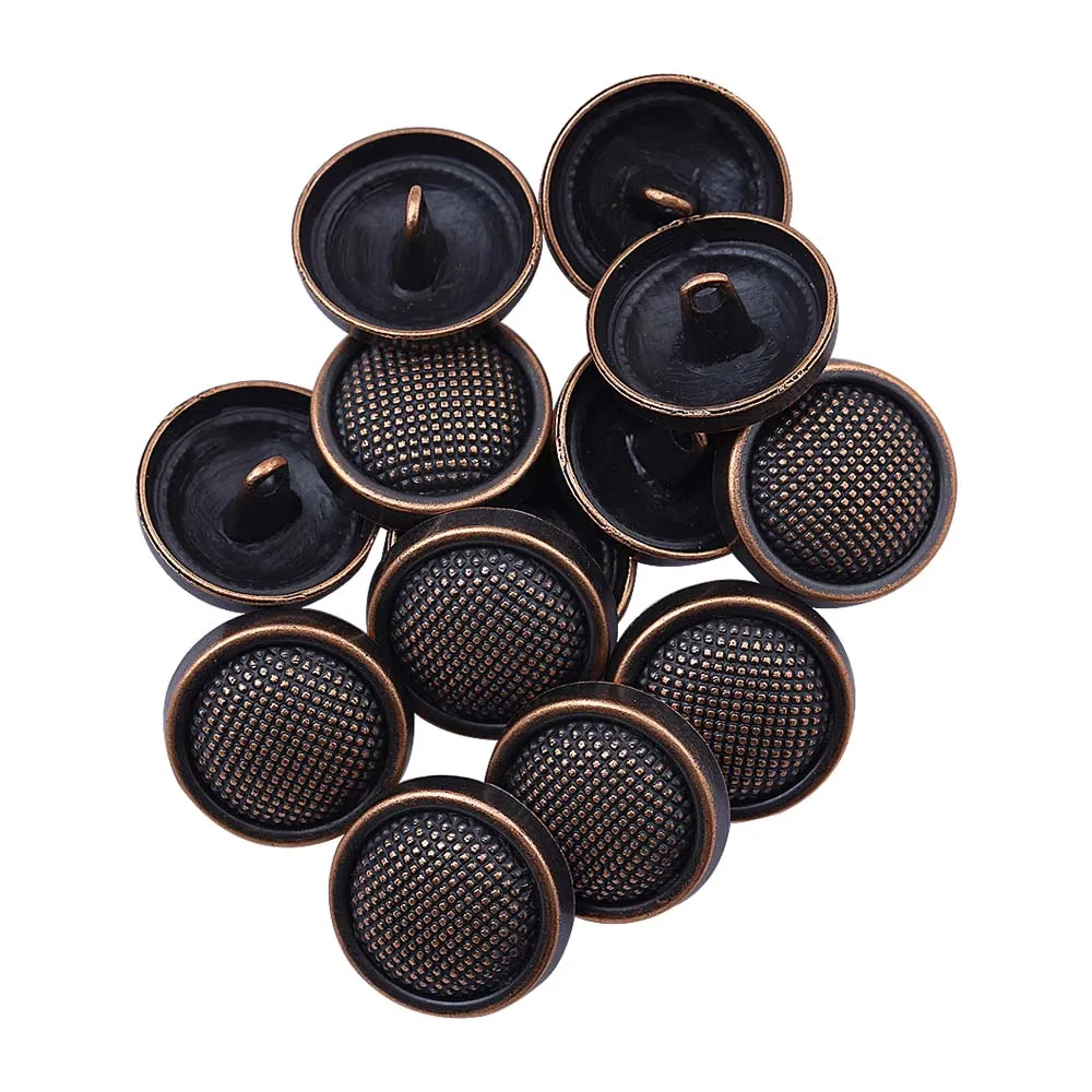 Round Shape Rounded Rim Checks Surface Antique Metal Buttons