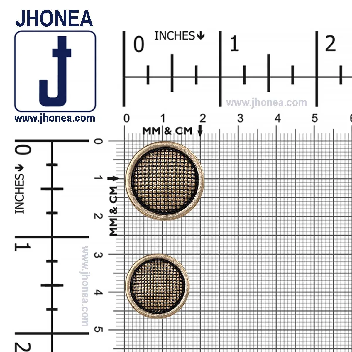 Round Shape Rounded Rim Checks Surface Antique Metal Buttons