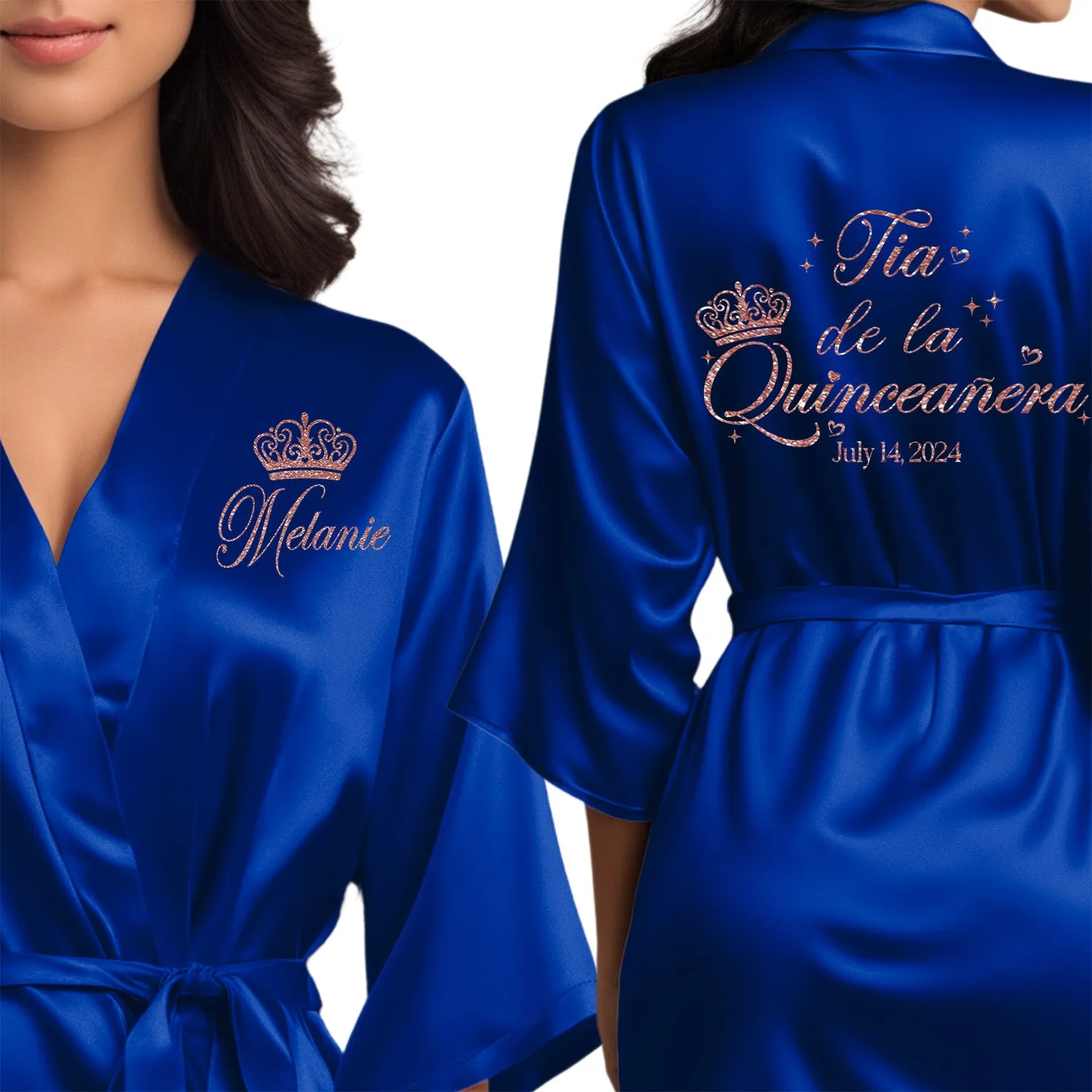 Royal Blue Mis Quince Años Robes, Pretty Quinceañera Robes, Robes for Mama de Quince | Quinceañera Gift