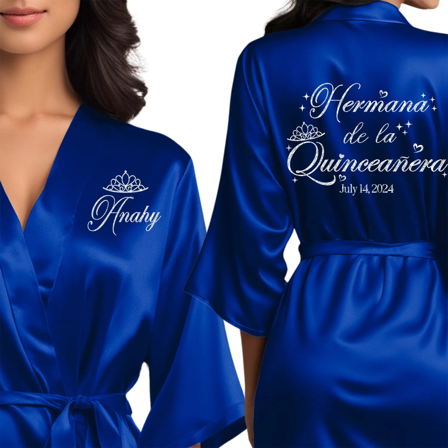 Royal Blue Mis Quince Años Robes, Pretty Quinceañera Robes, Robes for Mama de Quince | Quinceañera Gift