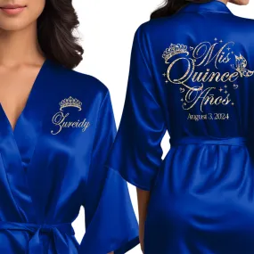 Royal Blue Mis Quince Años Robes, Pretty Quinceañera Robes, Robes for Mama de Quince | Quinceañera Gift