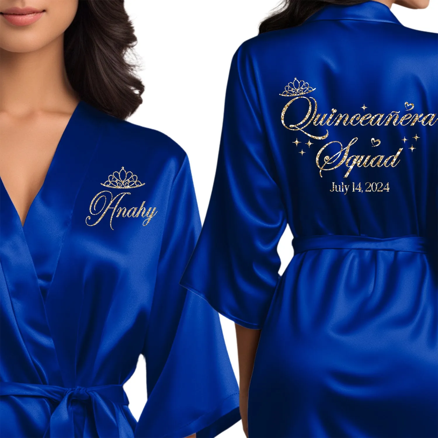 Royal Blue Mis Quince Años Robes, Pretty Quinceañera Robes, Robes for Mama de Quince | Quinceañera Gift