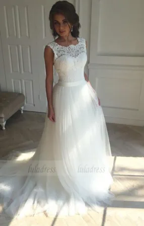 Sexy Bridal Gowns with Appliques,Lace Wedding Dress,A Line Wedding Dress