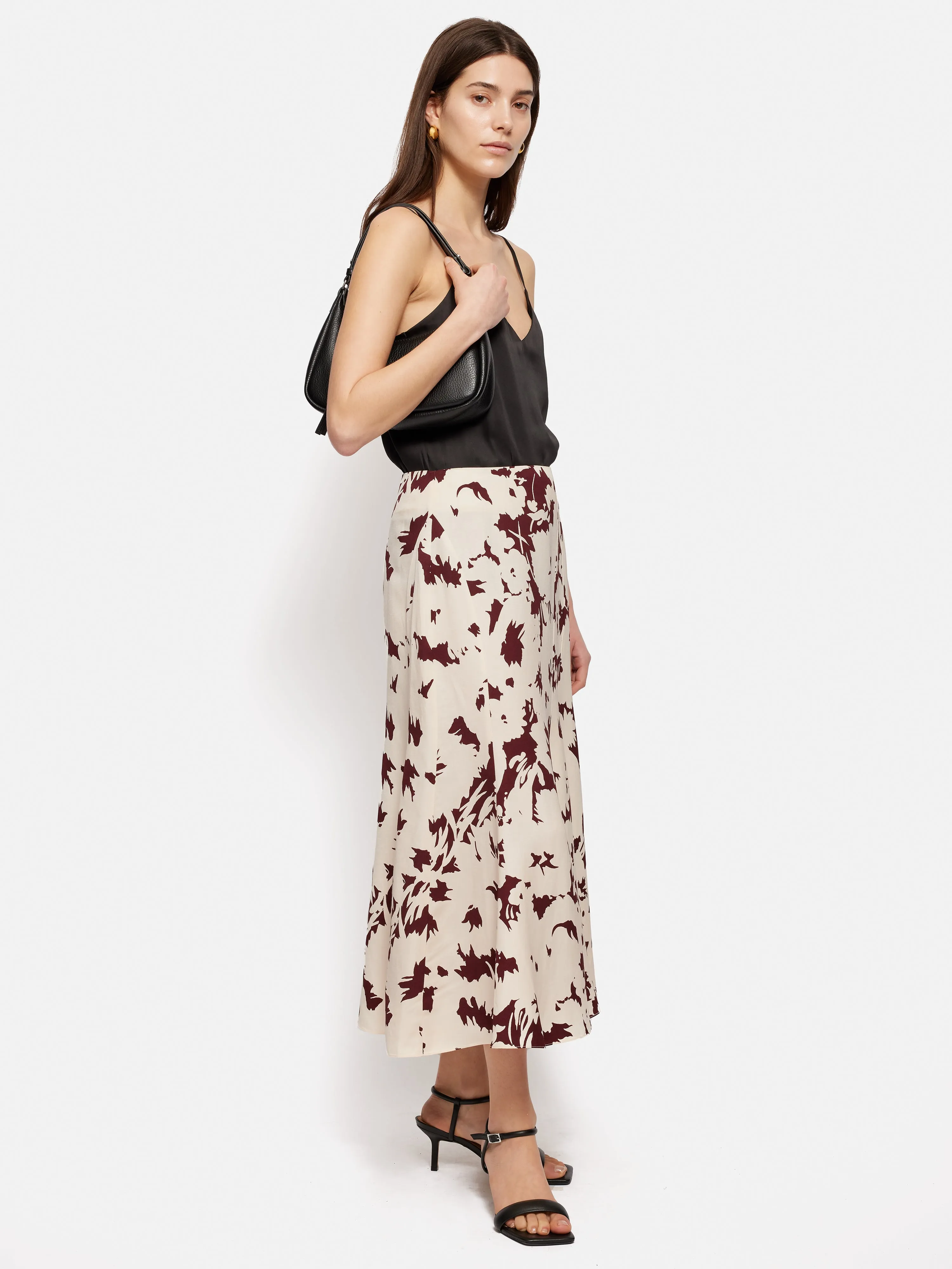 Silhouette Peony Midi Skirt | Cream