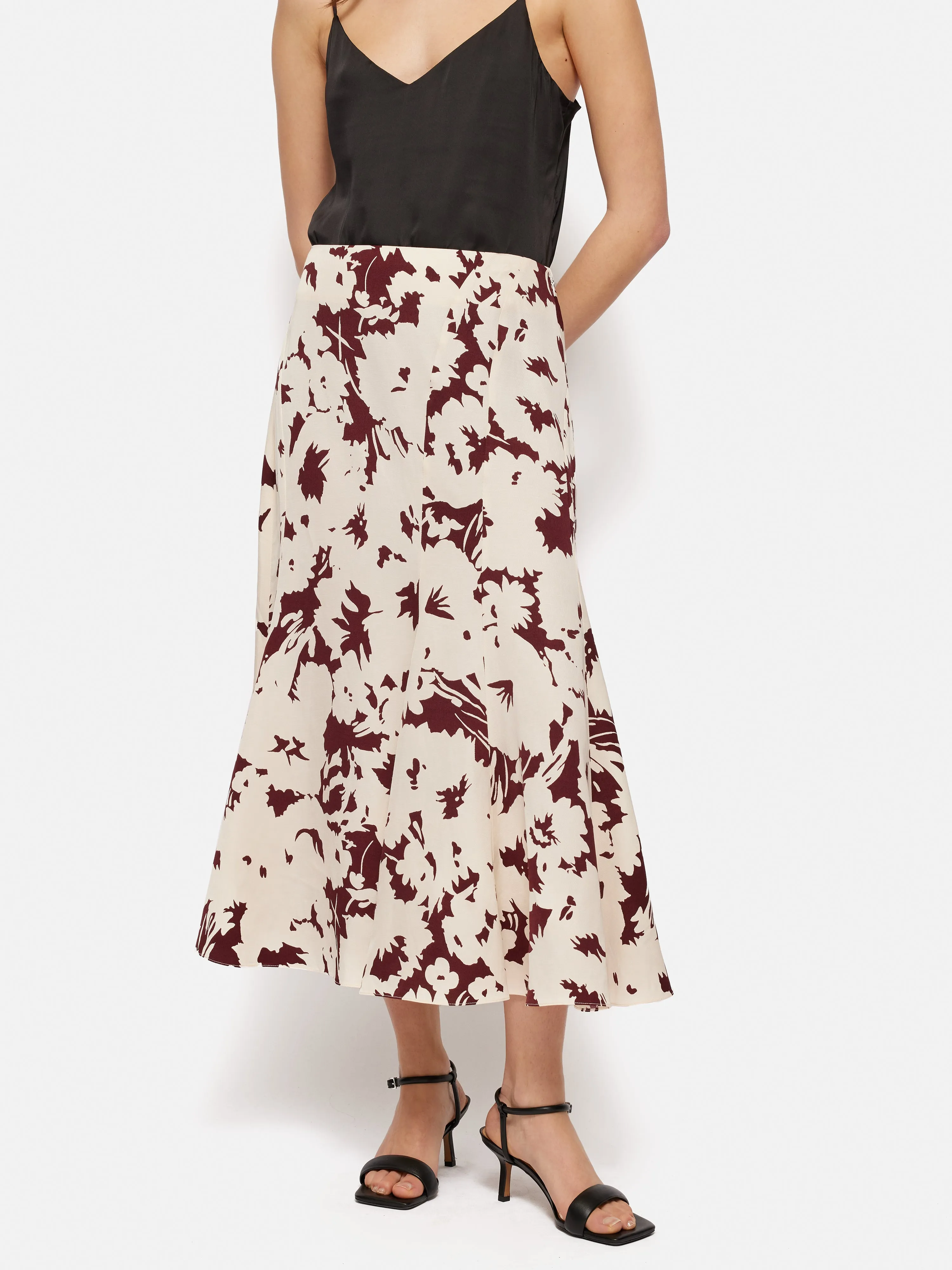 Silhouette Peony Midi Skirt | Cream