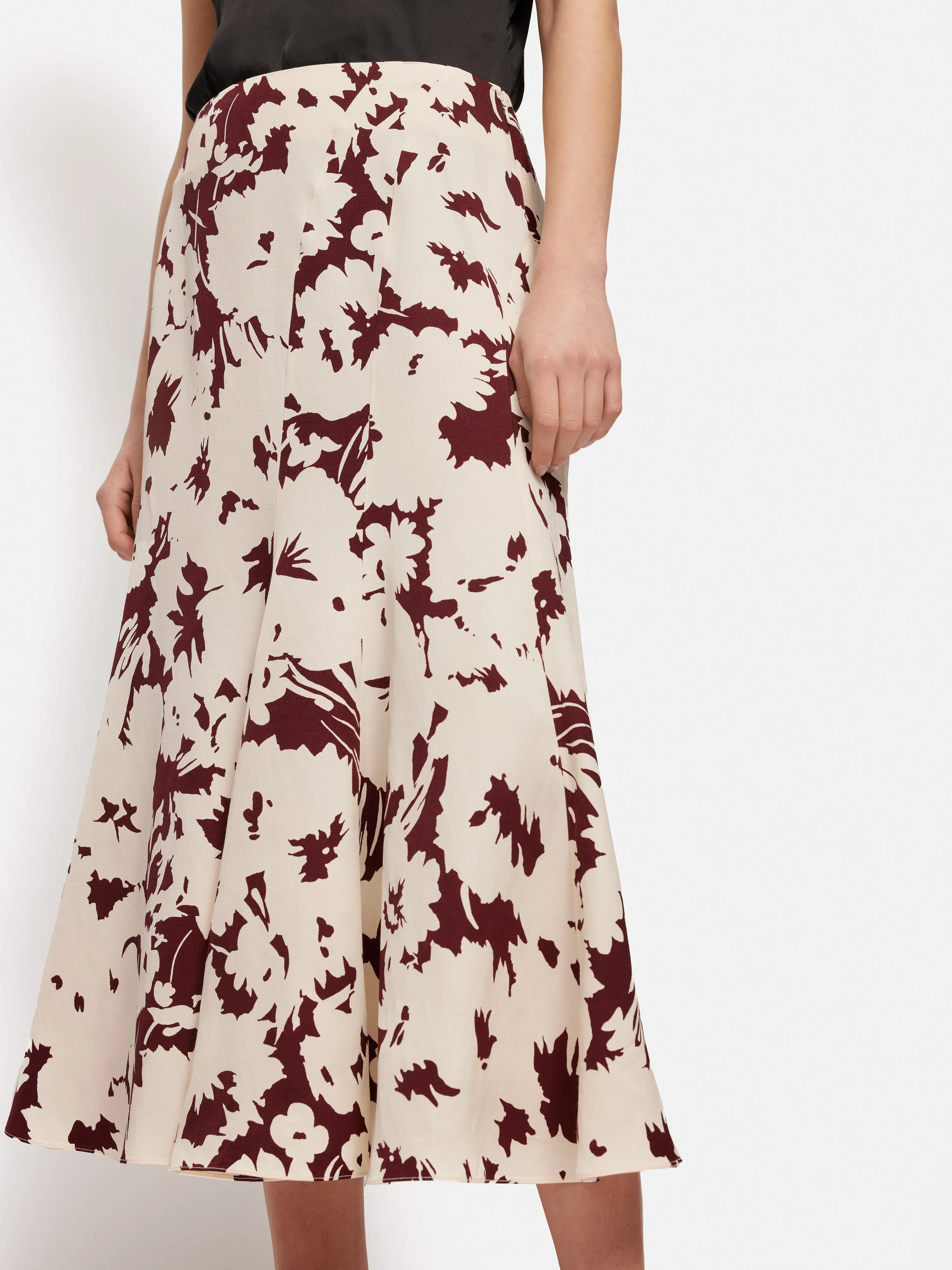 Silhouette Peony Midi Skirt | Cream