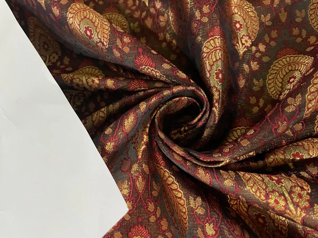 Silk Brocade fabric  44" wide available in 4 colors gold/orange/green and brown BRO901[1-4]